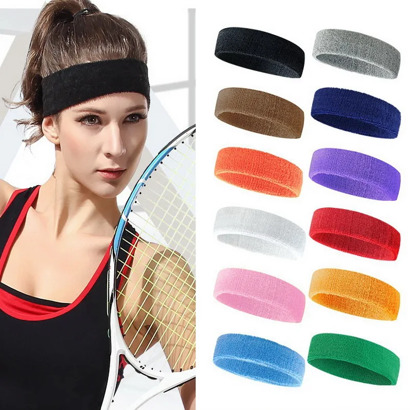 1Pcs Towel Yoga Hairband Sport Headband Ribbons Elastic Sweat Hair Band For Men Women Running Fitness Accessories Head Sweatband