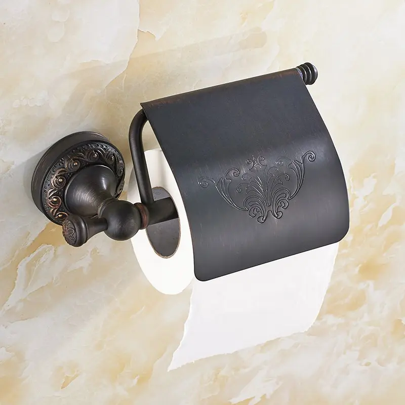 

Oil Rubbed Black Bronze Wall Mounted Bathroom Tissue Paper Holder Toilet Paper Roll Holder KD943