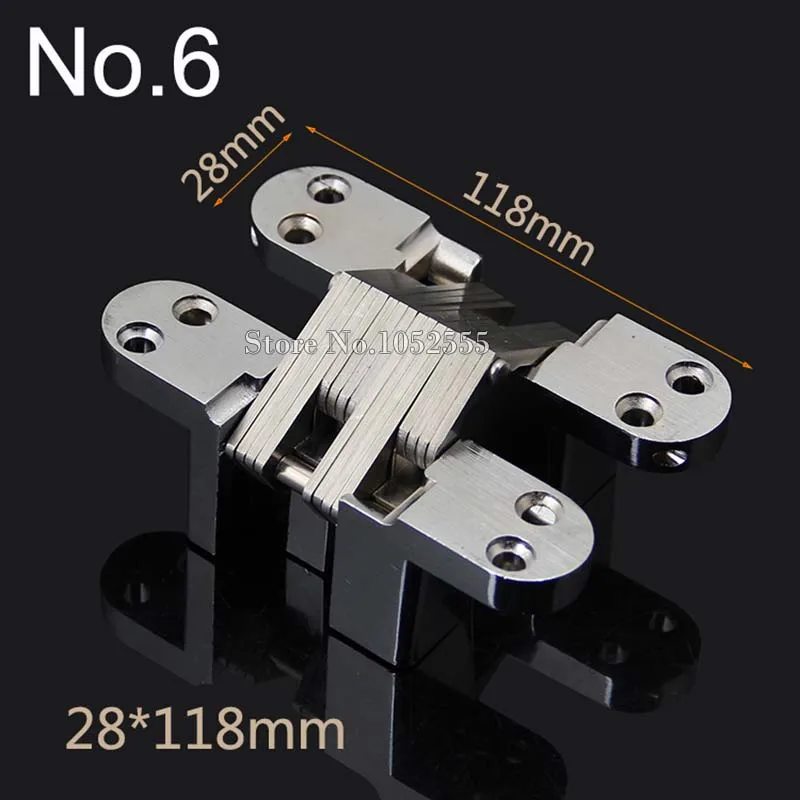 2X Invisible Concealed Cross Door Hinge 28x118mm Stainless Steel Hidden Hinge Bearing 50KG For Folding Door Background Wall K100