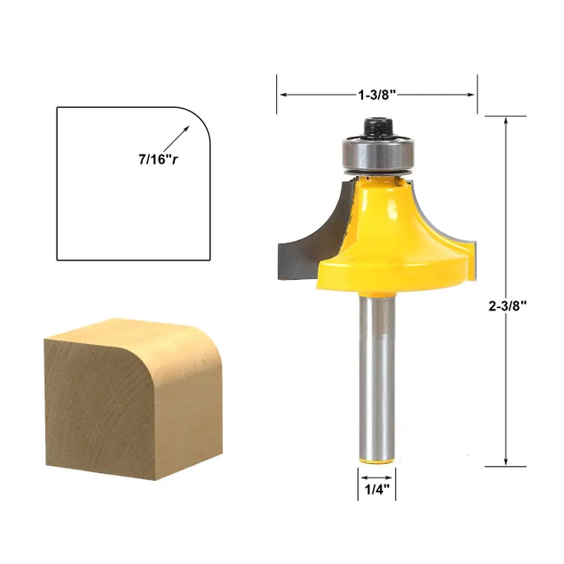 1pcs Round Over Edging Router Bit - 7/16" Radius - 1/4" Shank