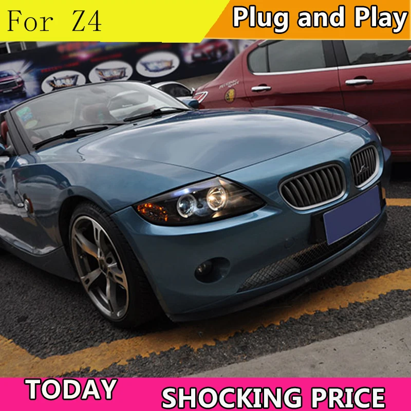 

Doxa стайлинга автомобилей для BMW Z4 E85 светодиодный фары 2003-2008 для Z4 фары светодиодный ангельские глазки drl H7 hid Биксеноновые линзы ближнего света