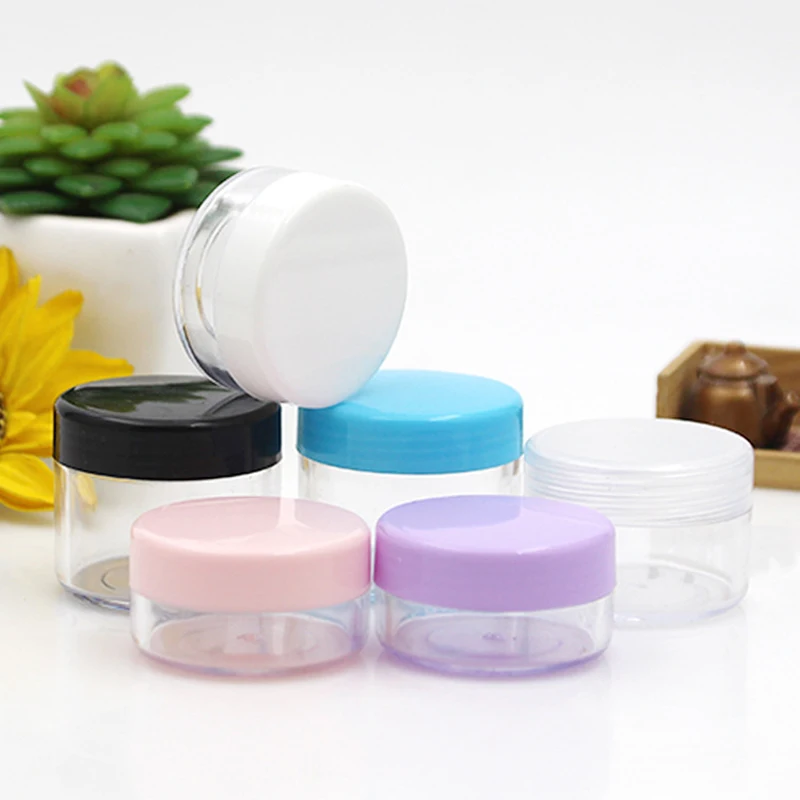 100pcs 10g 15g 20g Portable Clear Refillable Bottle Sample Cosmetic Containers  Empty Eyeshadow Lip Balm Face Cream Storage Jar