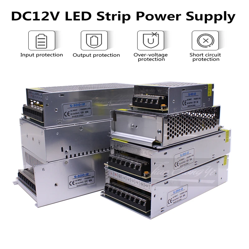 

New Hot AC110V-220V TO DC12V 5A 10A 15A 20A 25A 30A 42A Switch Power Supply Driver Adapter LED Strip Light