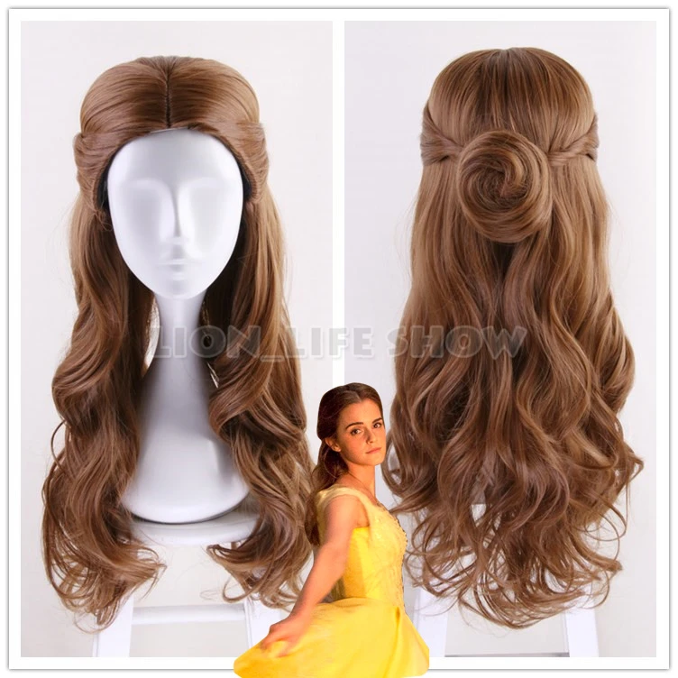 Movie Beauty and the Beast Princess Belle Wig Emma Waston Long Wavy Wig Cosplay /Role Play Costume