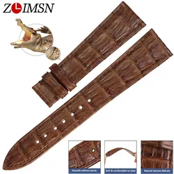 ZLIMSN American alligator leather Watch Band Belt 18 20 22 24mm Genuine Crocodile Leather Watchband Suitable For OMEGA Longines