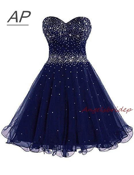 ANGELSBRIDEP Sparking Beading Homecoming Dress Vestido De Formatura Curto Sweetheart Organza Short Graduation Dresses Lace-up