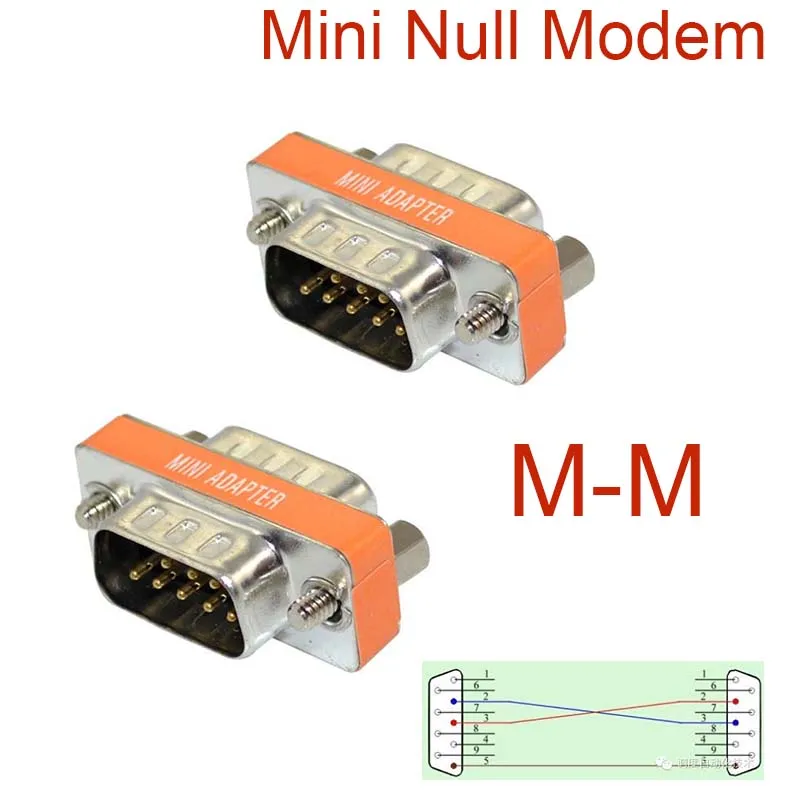 High Quality Mini Null Modem DB9 Male to DB9 Male plug Adapter Gender Changer NEW