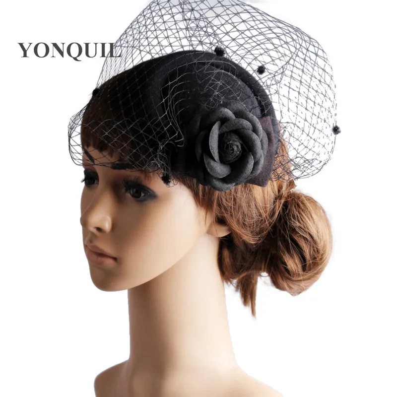 Classical Color Fascinator Headwear Colorful Mesh Bridal Veils Race Occasion Show Hair Accessories Millinery Cocktail Hat MYQ104