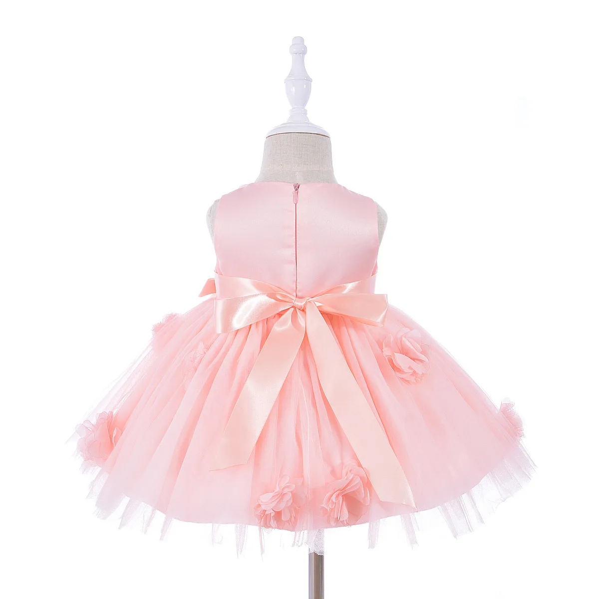 0-24M Baby Girls Dress Pink Birthday Party Weddings Ball Baby Girls Vestidos Formal White Baby Girl Clothes RBF184045