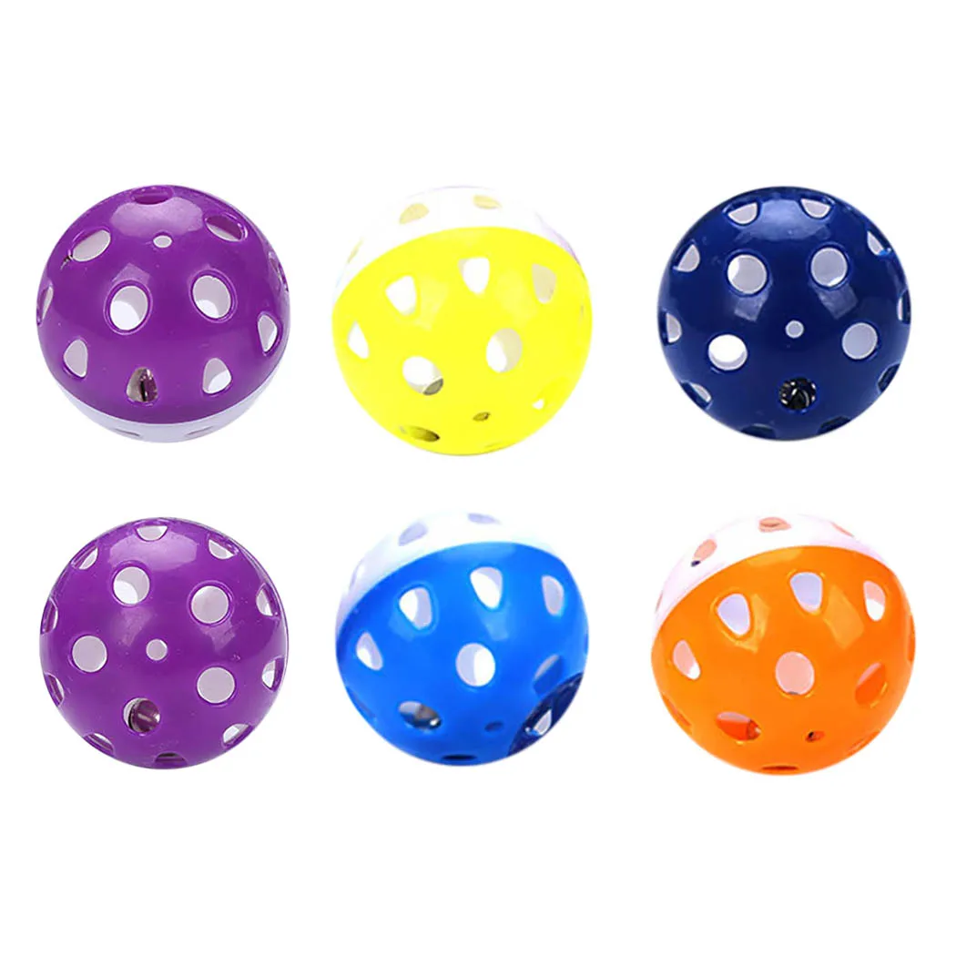 6pcs Toys for Cats Ball with Bell Ring Playing Chew Rattle Scratch Plastic Ball Interactive Cat Training Toys Pet Cat Supply