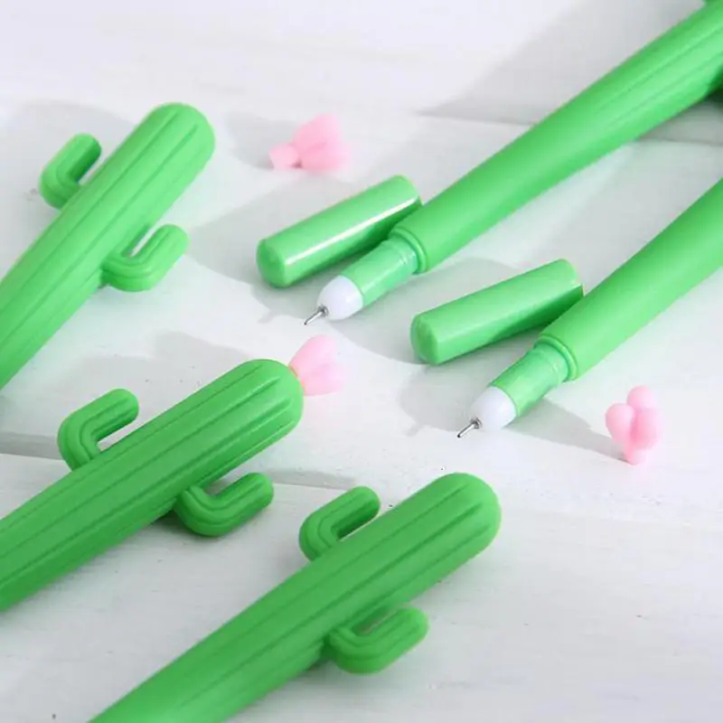 20 Pcs Imitation Cactus Neutral Pen Small Fresh Student Fountain Pen Black Signature Pens Creative Stationery Gifts Wholesale