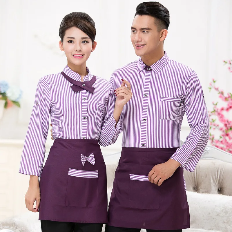 โรงแรมWorkwear Fast Food ShopชุดCafe Overallsแขนยาวหม้อCatering Breathable Waiterแจ็คเก็ตH2378