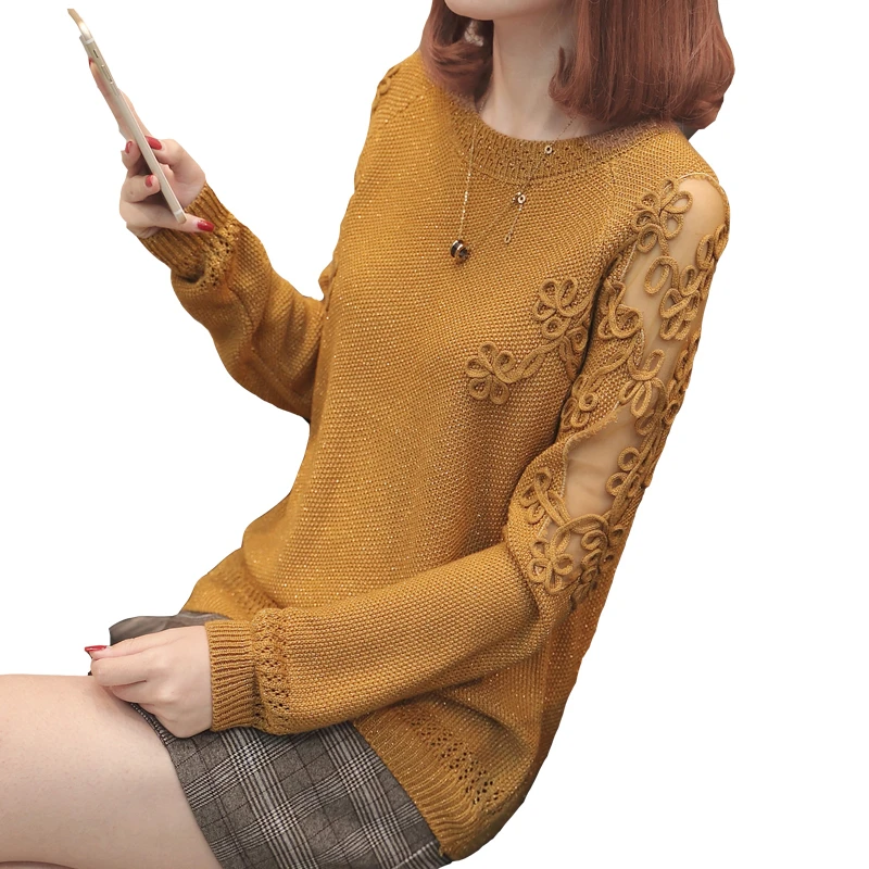 2022 New Spring Autumn Sweater Pullover Women\'s Clothing Fashion Long Sleeve Loose Hollow Out Flower Knitted Shirts Tops A314