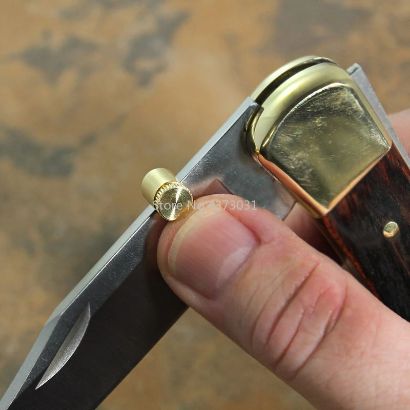 2 set squisito stile retrò CNC Technic EDC coltello in ottone pulsante piastra coltello spingitore chiodo