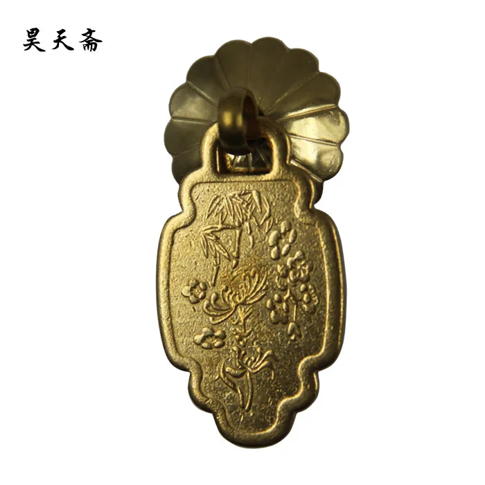 [Haotian vegetarian] Chinese antique bronze drawer handle copper handle HTE-224 Merlin, bamboo and chrysanthemum section