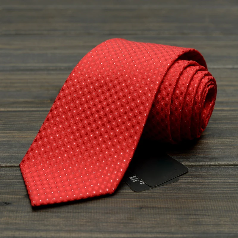 2019 New Mens Business Tie Formal Red Plaid Jacquard Weave Wedding Necktie 8CM Classic Corbata Gravata Marriage Accessories