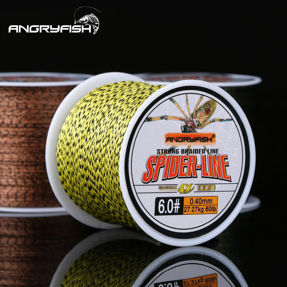 Angryfish Spider-Line Series 100m/300m/500m PE Braided Fishing Line Camouflag 4 Strands 10- 60LB Multifilament Fishing Line