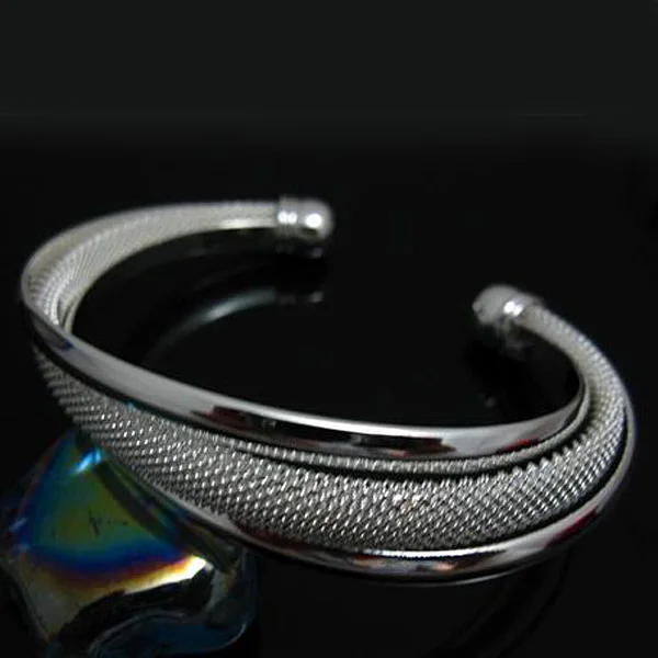 B019 Wholesale fashion jewelry! SGS Test Past Latest Trendy Classic M925 Silver color jewelry Hot sell Bangle Wholesale Price Br