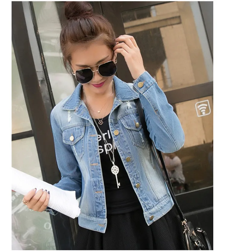 

New Fashion 2020 Spring and Autumn Popular Among Women Denim Jacket Korea Style Jeans Coat Cowboy Jackets For Women JK501