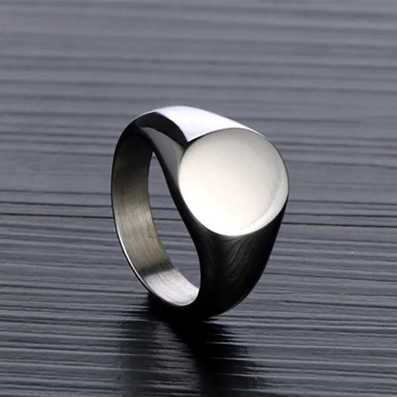 Personalised Stainless Steel Oval Signet Blank Plain Ring Band High Polished Silver Color U.S.Size 8-13