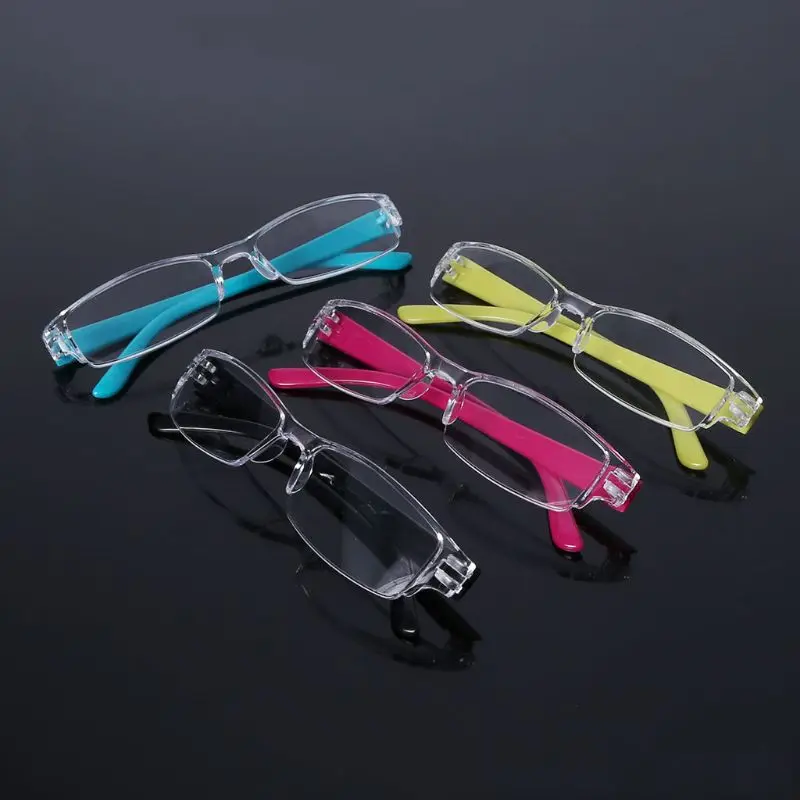 Unisex Lightweight Clear Fashion Rimless Reading Glasses 1.00-4.00 Diopter Eyewear With Leather Case