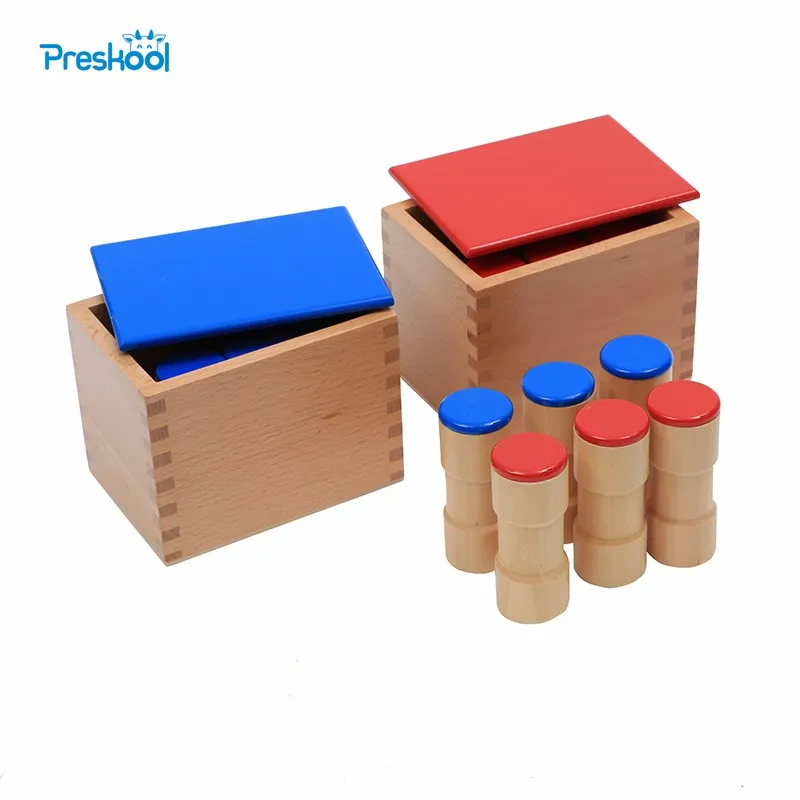 Baby Toy Montessori Sound Boxes for Early Childhood Education Preschool Training Learning Toys 2 Boxes with 12 Wooden Cylinders