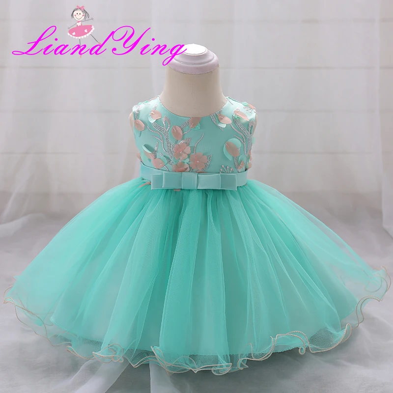 زهرة طفلة 1 سنة عيد ميلاد حزب اللباس الاطفال الملابس فتاة الرضع حزب الطفل المعمودية التعميد أثواب اللباس #5