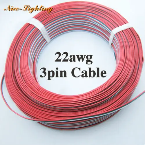 

Best Price 100meters/lot 3pin 22awg Tinned Copper Insulated Wire, Red/Green/White Color PVC Cable For Electric Power Connecting