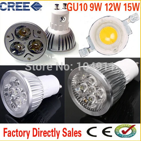 

Super Bright 9W 12W 15W GU10 LED Bulbs Light 110V 220V Dimmable Led Spotlights Warm/Cool White GU 10 base LED downlight