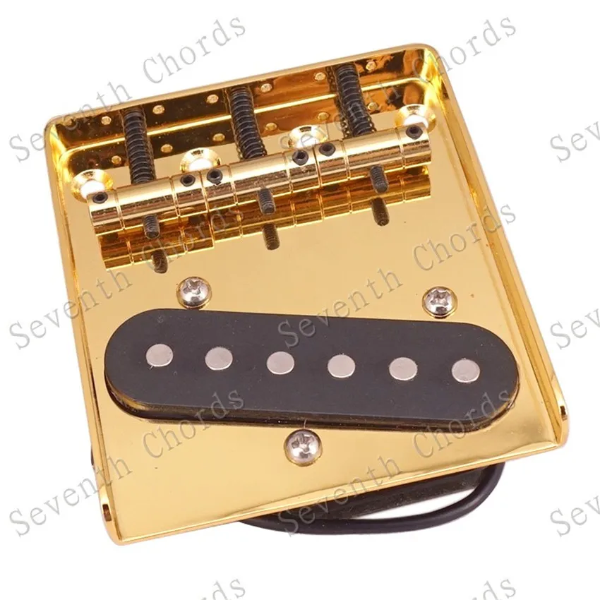 Gold 6 Flat Saddle Electric Guitar Bridge Pickup Musical Instrument  Accessories Parts 3 Screws Hole