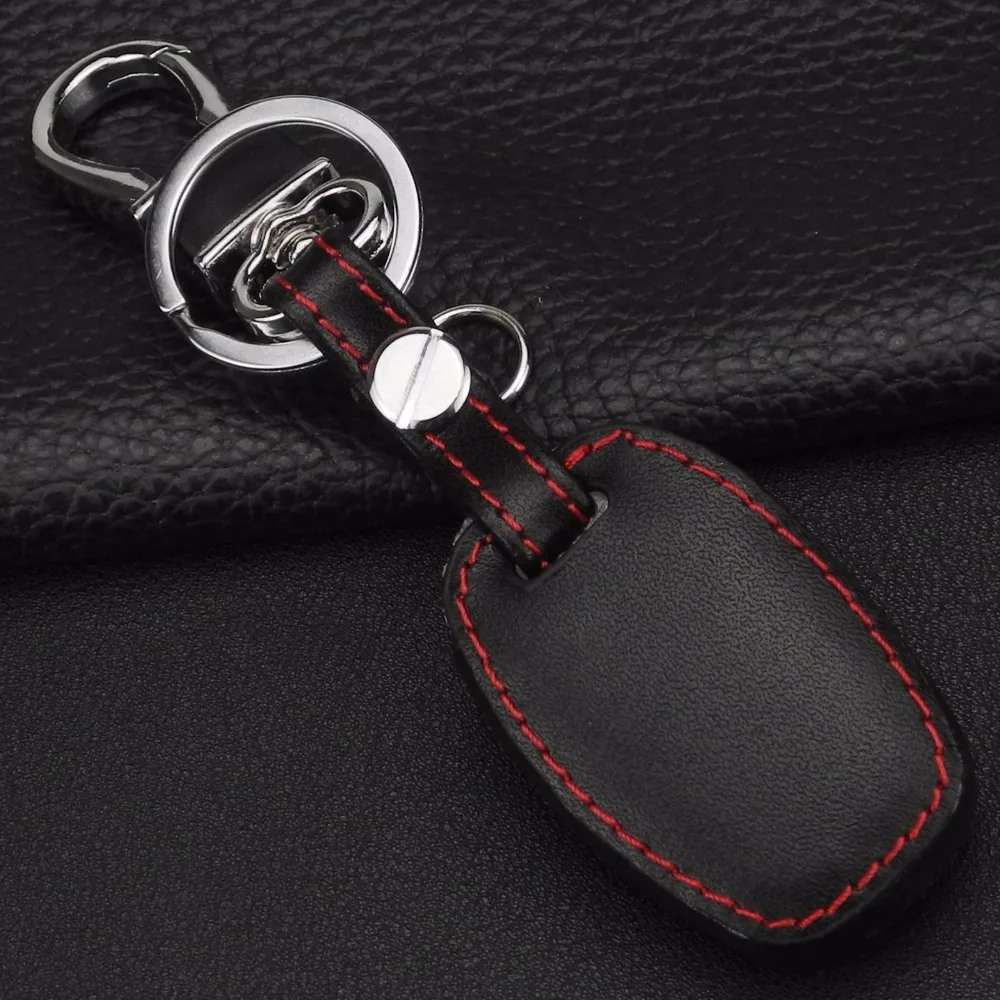 jingyuqin Leather KeyChain Ring Cover Case Holder For Honda CR-V Civic Fit Freed StepWGN Key Two 2 Buttons view 4