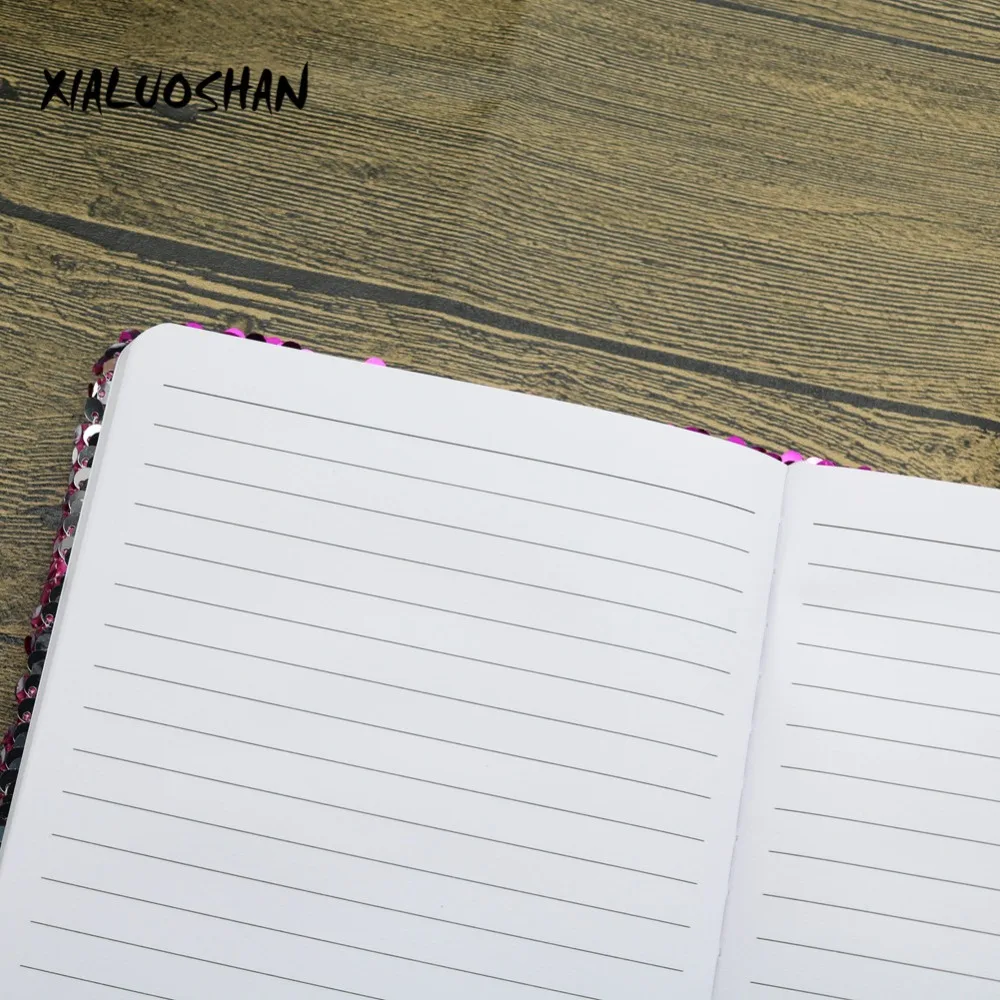 1 Pc Little Girl Modeling New Brand Double-sided Sequins Notebook Creative Sparkling Notebook Student Supplies Writing Tools