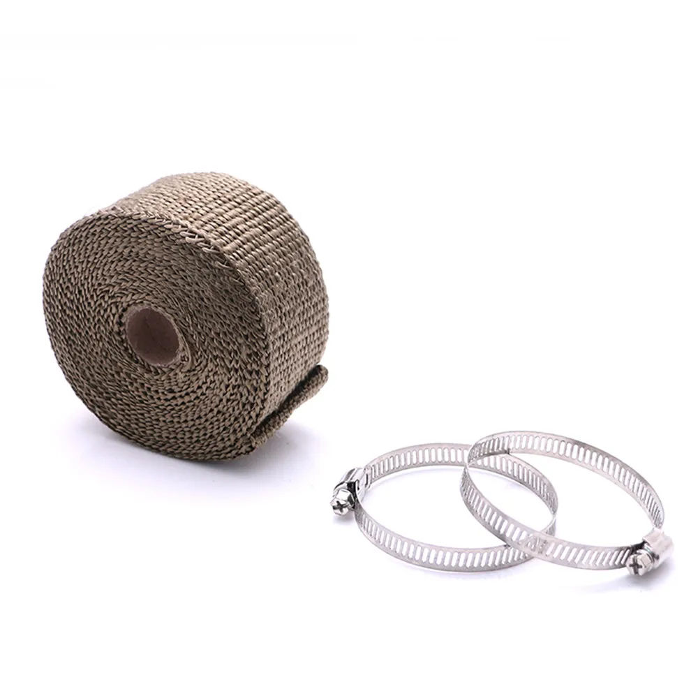 5M Moto Thermal Exhaust Header Pipe Tape Heat Insulating Anti-hot Wrap Tape Fireproof Cloth Roll With Durable Steel Ties Kit