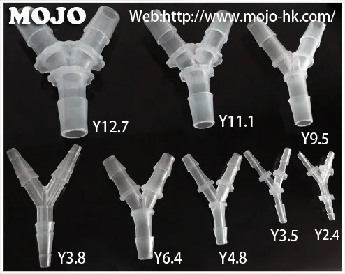 2020 frete grátis!(10 unidades/lotes) MJ-Y4.8 3/16 "pp três vias conectores 4.8mm y tipo tubo comum