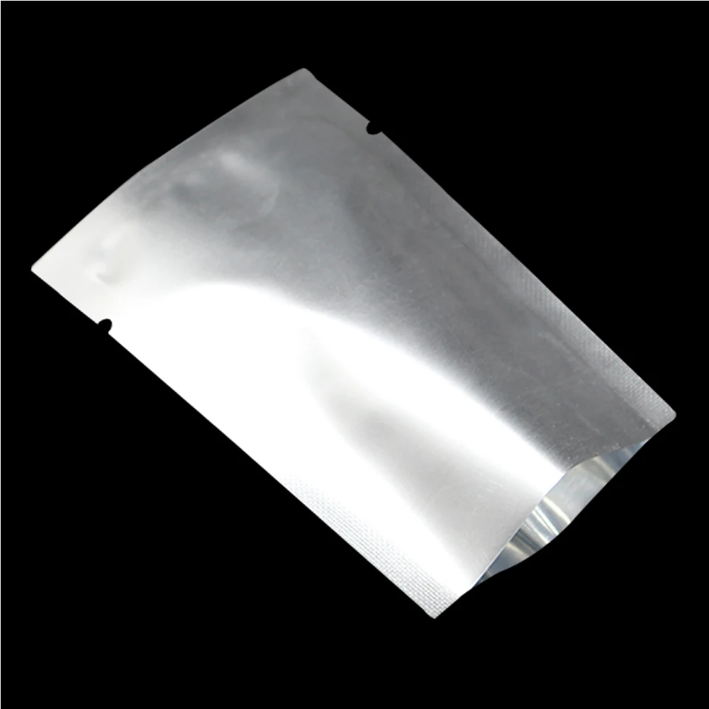 

Silver Matte Aluminum Foil Storage Bags Food Vacuum Packing Pouches Tear Notch Open Top Heat Seal Snack Nuts Tea Packaging Bag