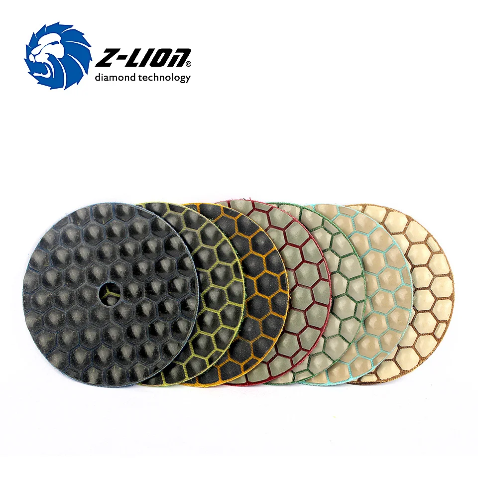 Z-LION Dry Flexible Polishing Pad 7pcs/Set 3 Inches Diamond Sanding Disk For Granite Marble 80mm Premium Dry Polishing Stone