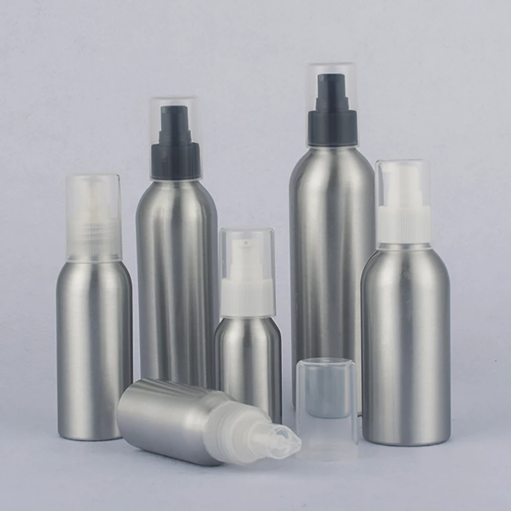 

Cosmetic Packaging 150ml Aluminum Lotion bottle Metal Container with Press Lid