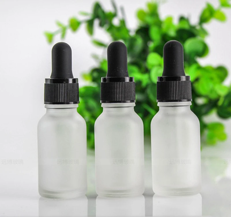 624pcs/lot Frosted Dropper Clear Glass Aromatherapy Liquid for essential oil Pipette Bottle Refillable Bottles 15ml