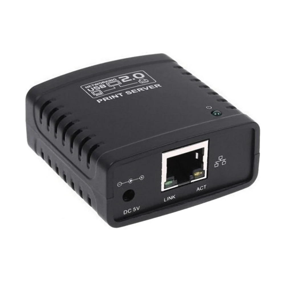 USB 2.0 LRP Print Server Share a LAN Ethernet Networking Printer Power Adapter USB HUB 100Mbps Network Print Server