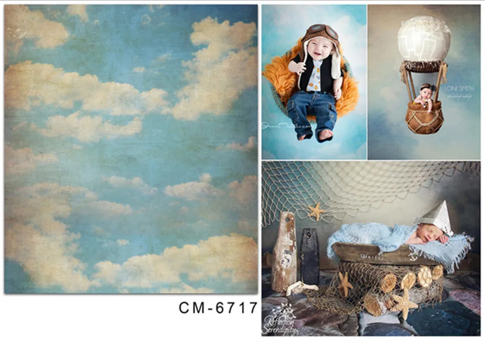 

Retro Style Blue Sky Clouds Photography Backdrops Vinyl Baby Newborn Photographic Wallpaper Props Studio Photo Shoot Background