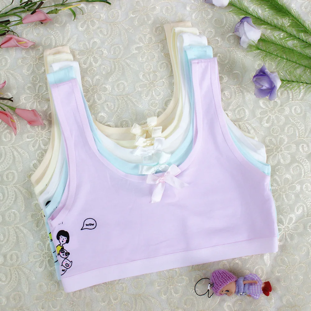 

Drop shipping Children Topic For Teenagers Vest Brassiere Sport Girl Bras For Teen Girls Rabbit Summer Thin Girl Training Linen