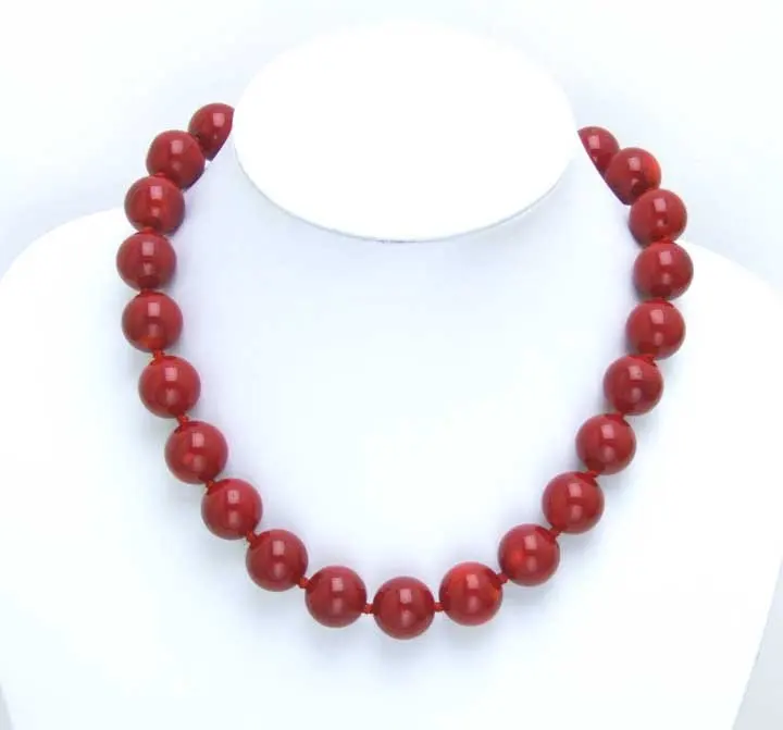 Qingmos Huge 18-19MM high quality perfect Round GENUINE NATURAL Red Coral 18