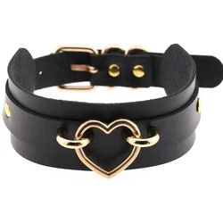 New Leather choker necklace gift for women Choker Heart Metal Laser Collar Chocker fashion jewelry