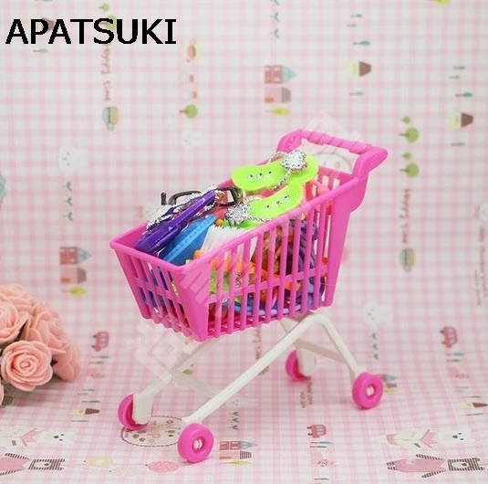 Brinquedo de bonecas para crianças, mini carrinho de compras para brincar de fingir, modo de armazenamento, acessórios, brinquedos para bonecas barbie