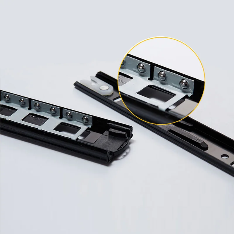 2 Stück Metallpuffer-Schubladenführungen, 20,3–55,9 cm, Schienenbreite 45 mm, stumm, dreiteilige Schiene, verschiebbare Möbelbeschläge – Detail 11