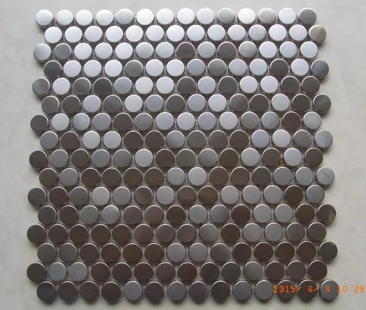 hot round stainless steel metal mosaic tile kitchen backsplash bathroom shower background decorative background wall paper tiles