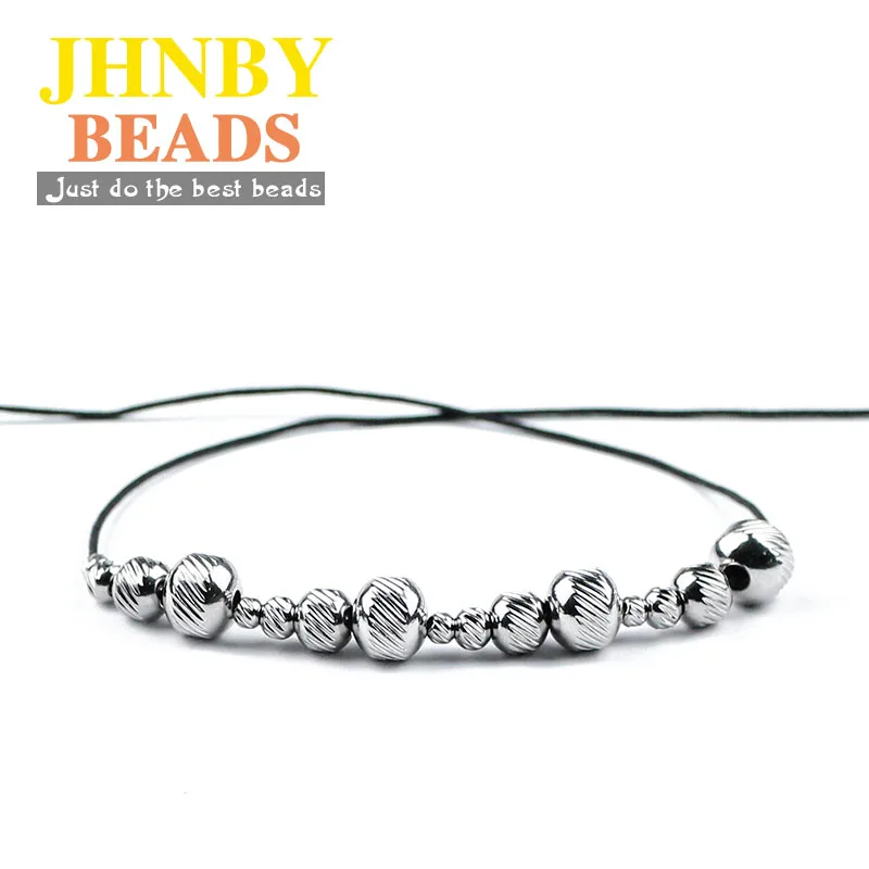 JHNBY Stainless Steel Spacer Bead Ball 3/4/6/8MM Tire Metal Round Loose Beads For Jewelry Bracelet Making DIY Findings Wholesale