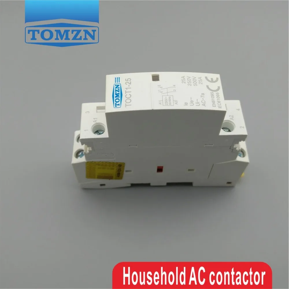 1 pcs TOCT1 2P 25A 220V/230V 50/60HZ Din rail Household ac Modular contactor  2NO