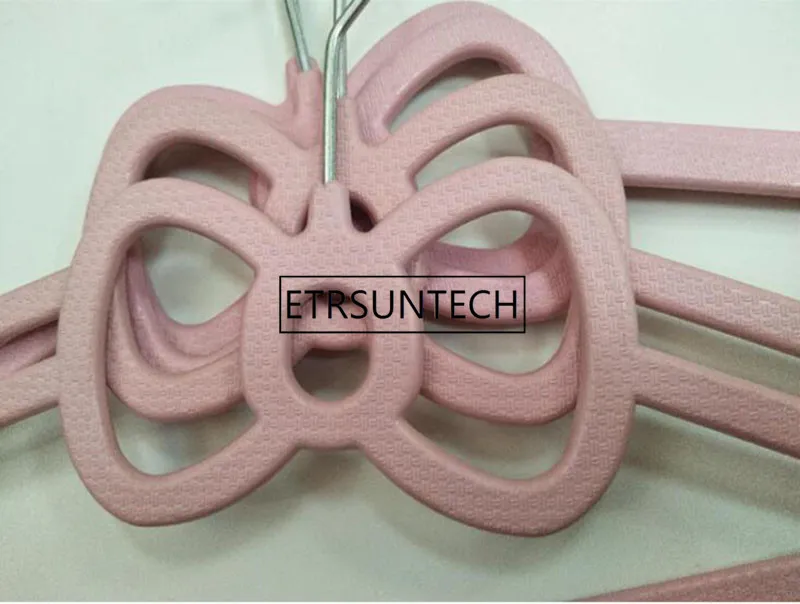 100pcs 40 CM High-end Durable Pink Slip Hangers Plastic Hangers Bow Tie ABS Plastic Drying Clothes Hangers