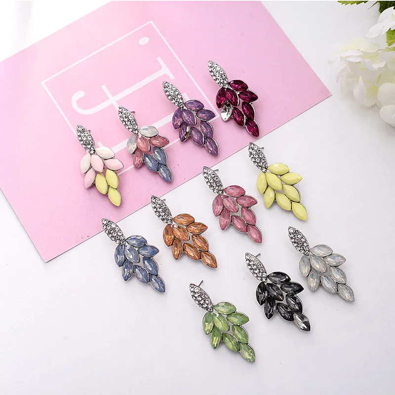 LUBOV Full Crystal Stone Inlaid Rhodium Drop Earrings Colorful Waterdrops Dangle Earrings Trendy Women Party Jewelry 2019